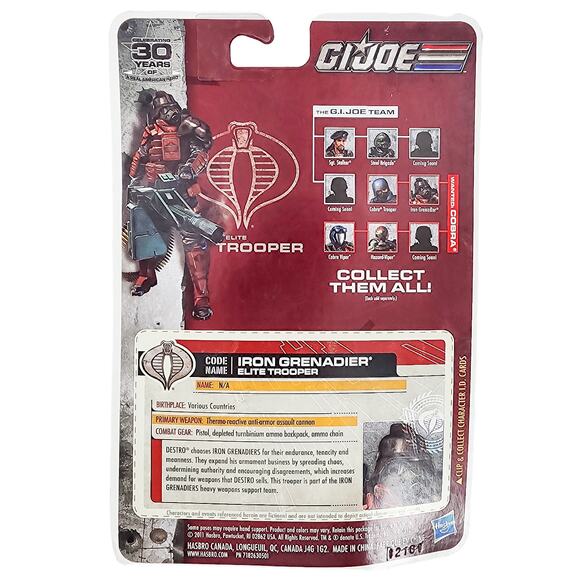 Iron Grenadier Figure Elite Trooper GI Joe ID Card Pursuit of Cobra Hasbro - Picture 6 of 6